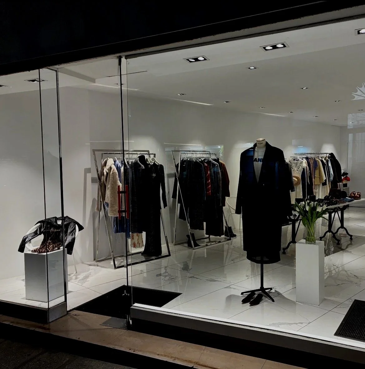 Minimal retail space in Paris prepared for a fashion presentation